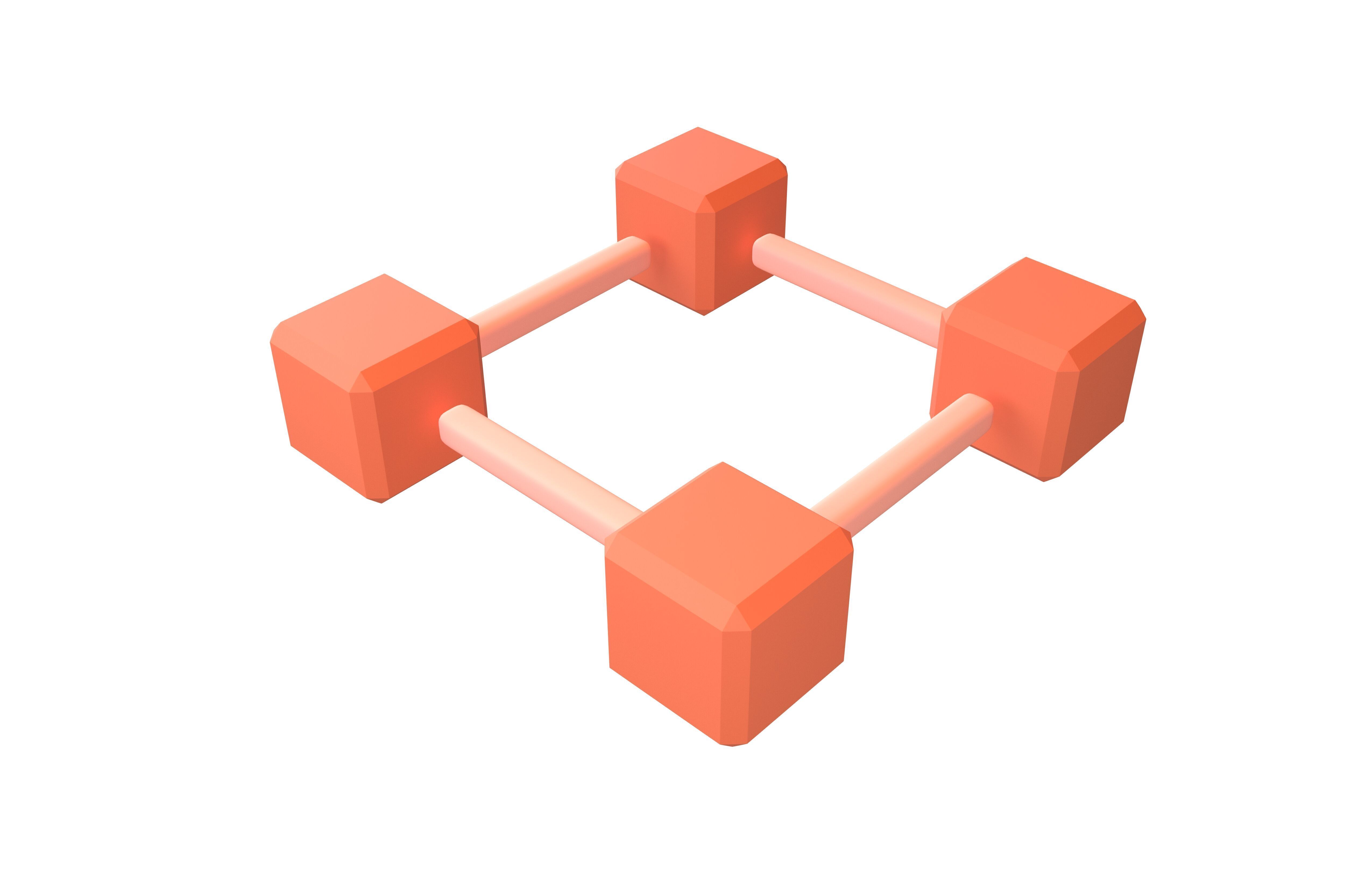 Blockchain Icon V4 001 Low-poly 3D model_2