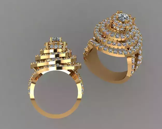 Stylish 3D Ring Model for Jewelry Making And printing Code R16