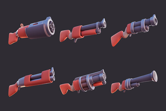 Low Poly Stylized Gun Pack 3D model