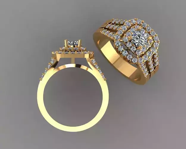 Stylish 3D Ring Model for Jewelry Making And printing Code R17