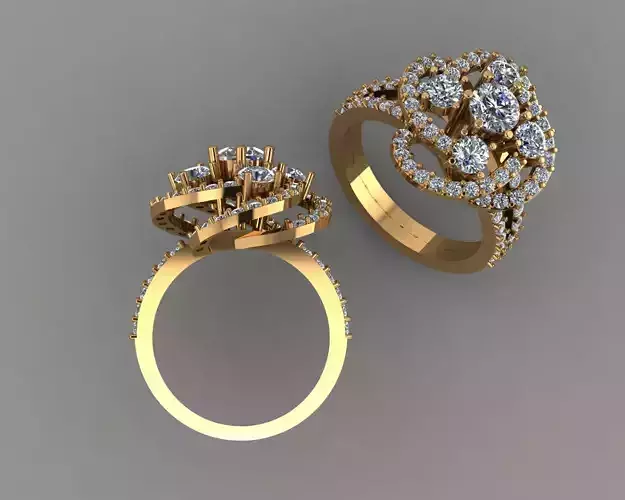 Stylish 3D Ring Model for Jewelry Making And printing Code R19