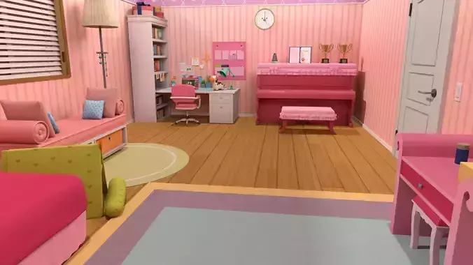 cartoon childroom bedroom girl room