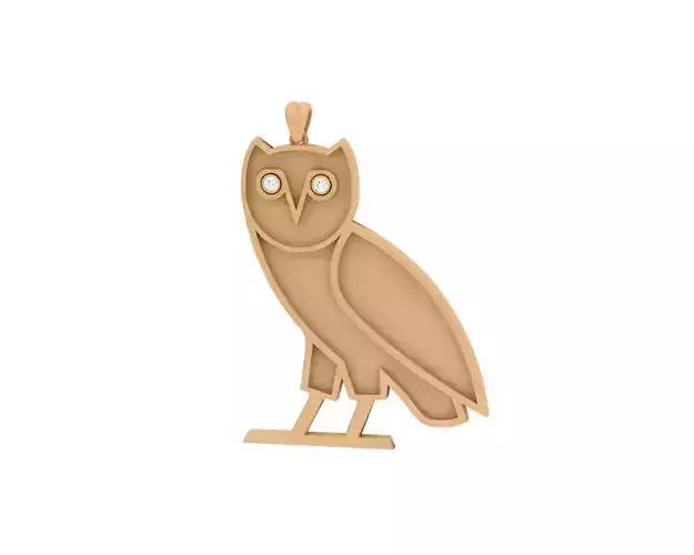 Pendent animal Owl for Women and Men diamond and gem 3D print model