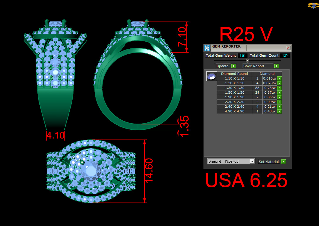 Stylish 3D Ring Model for Jewelry Making And printing Code R25 3D print model_10