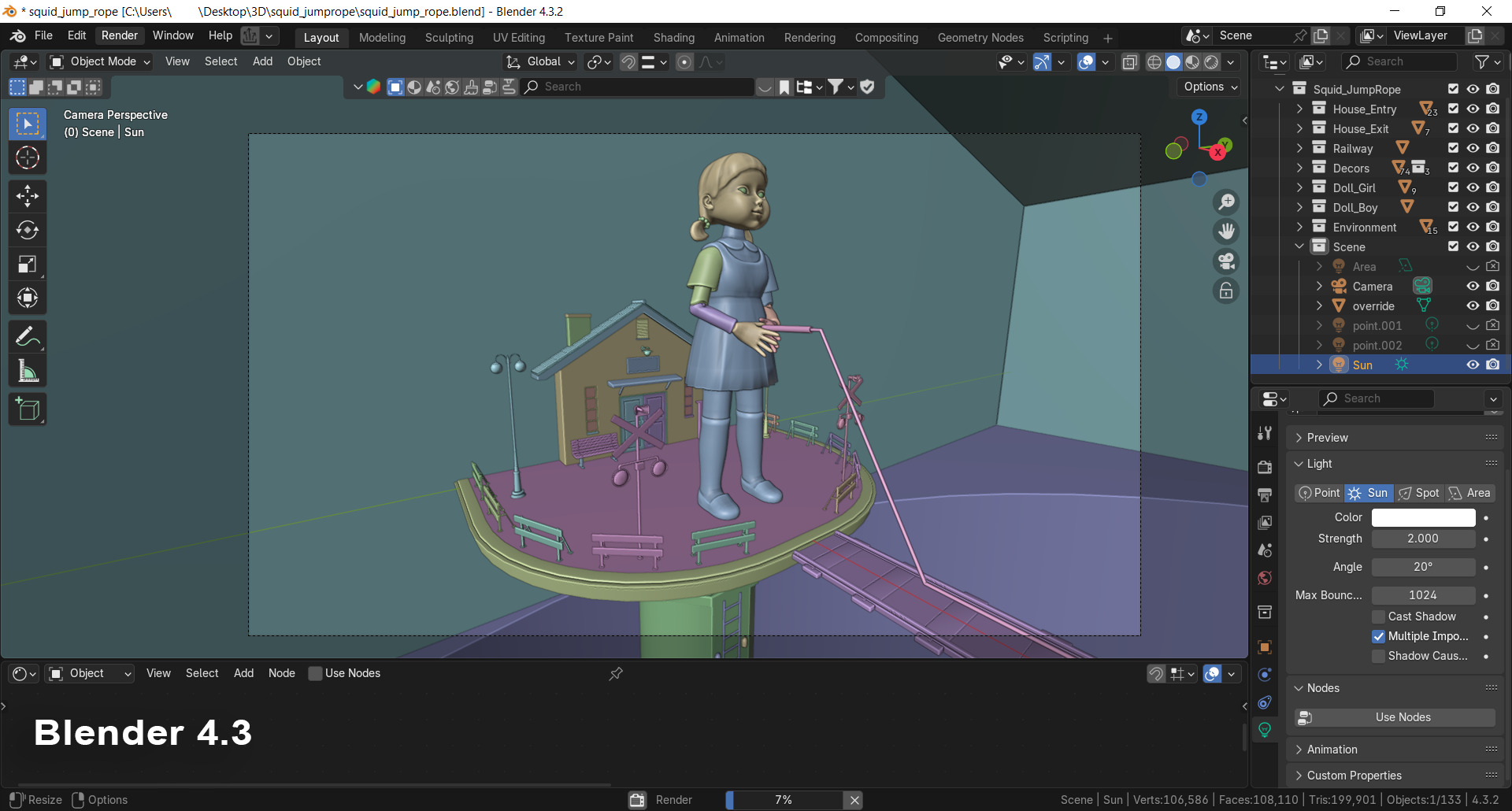 Squid Game Jump Rope Map 3D model_23