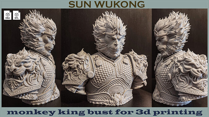 Monkey king bust  3D print model