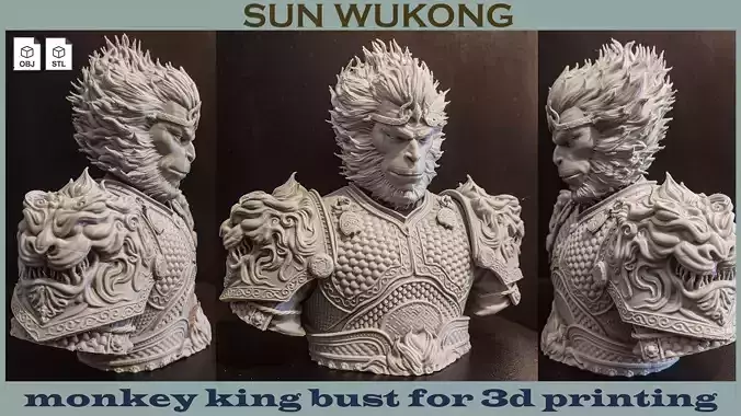 Monkey king bust  3D print model