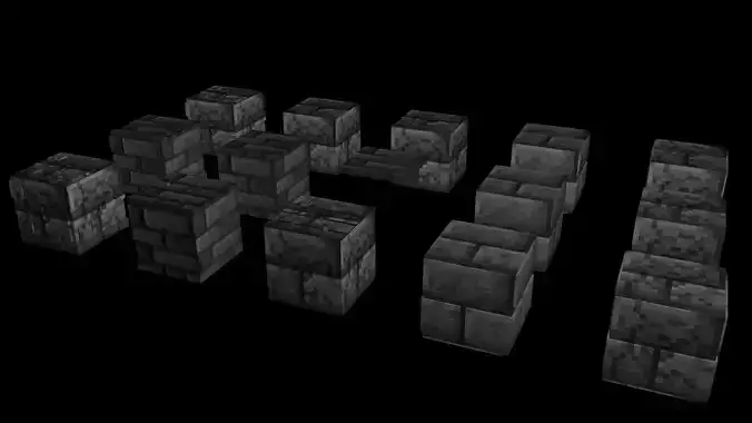 Set of Deepslate Blocks Free 3D model