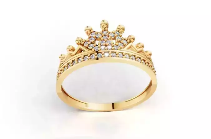 Elegant Crown Ring 3D Model  STL  3DM Files 