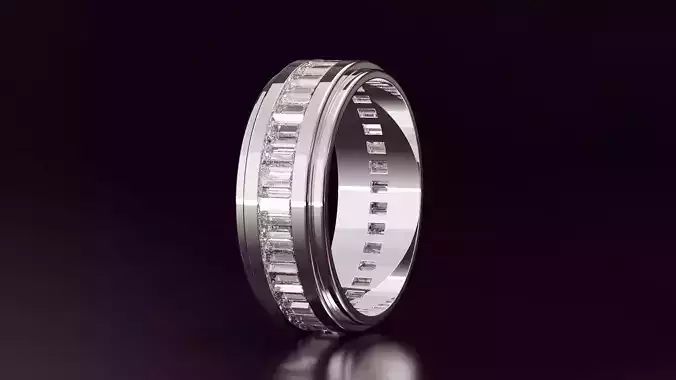 channel set baguette straight eternity band N13 54EU size 3D print model