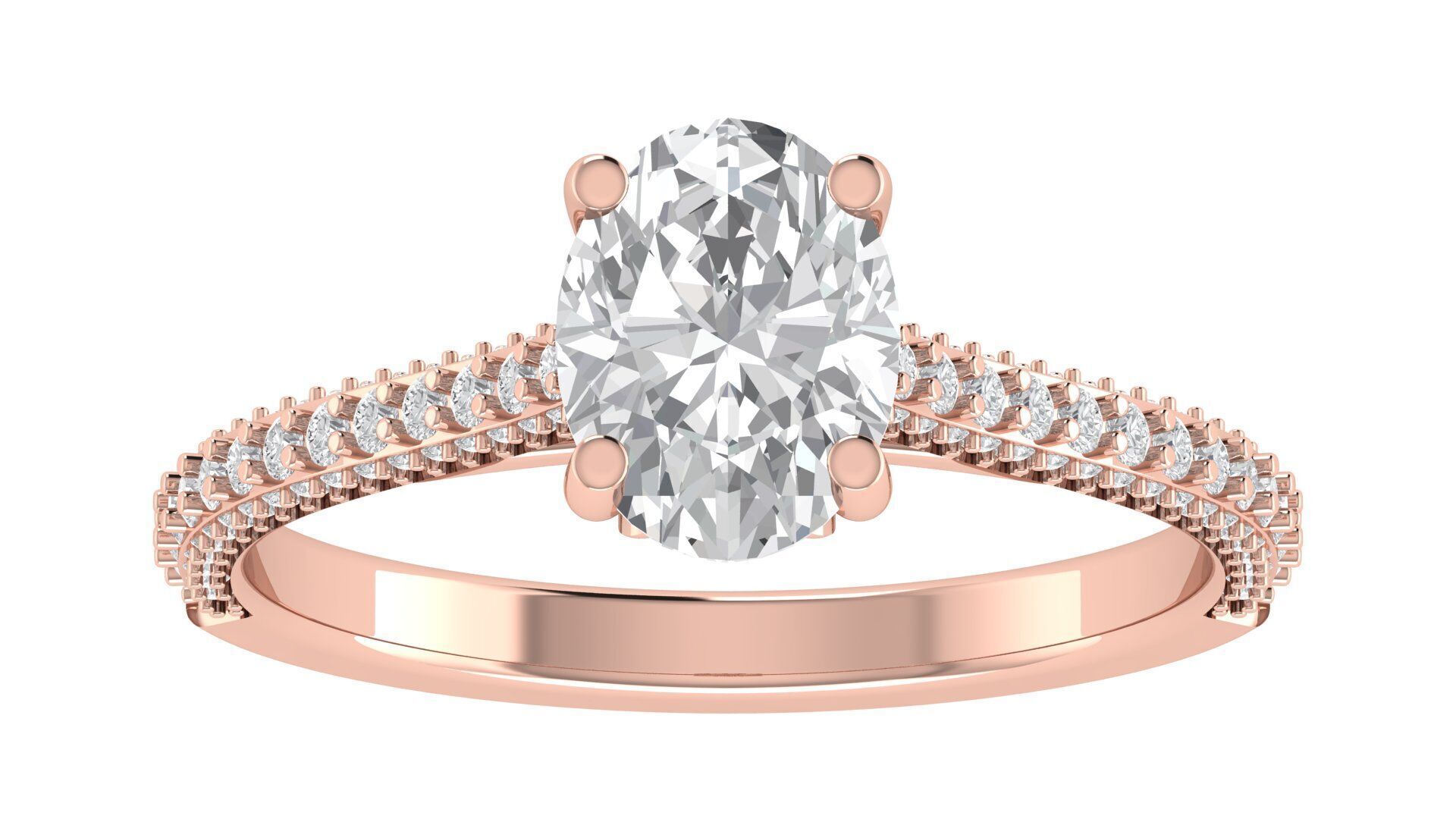Oval Diamond Engagement Ring 3D print model_4