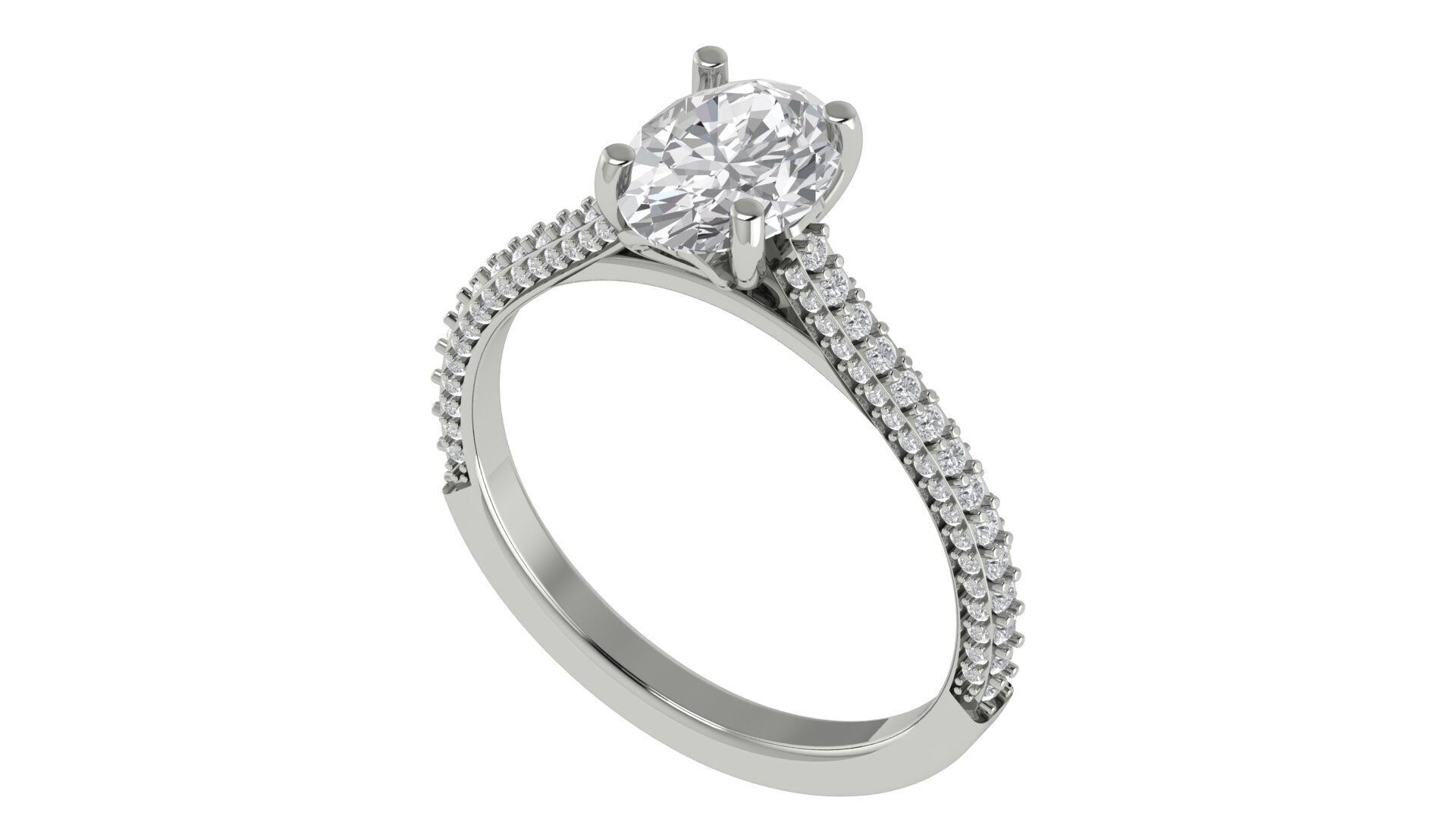 Oval Diamond Engagement Ring 3D print model_11