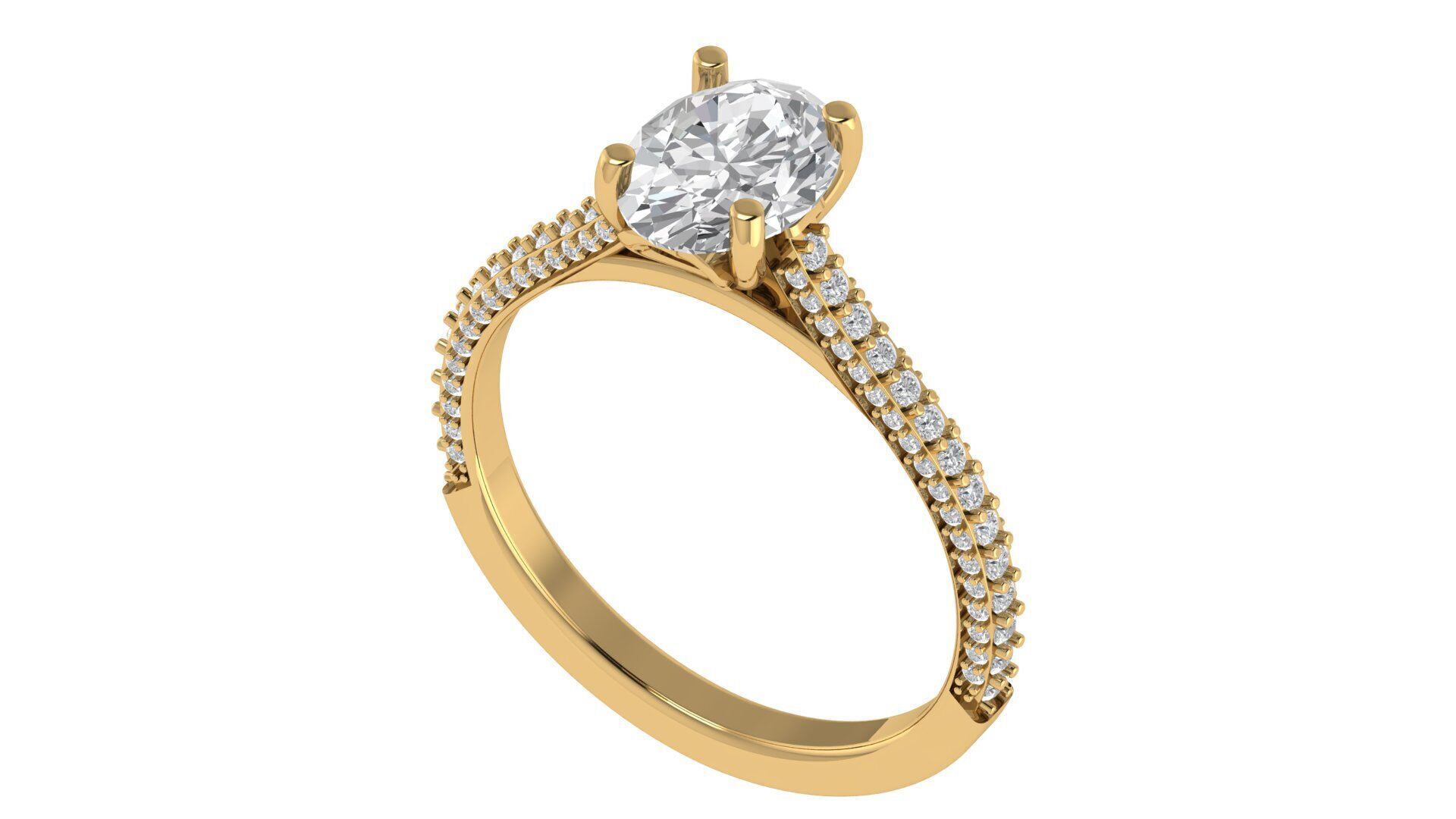 Oval Diamond Engagement Ring 3D print model_3