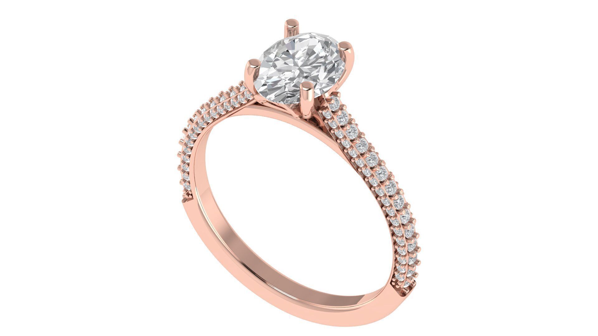 Oval Diamond Engagement Ring 3D print model_7