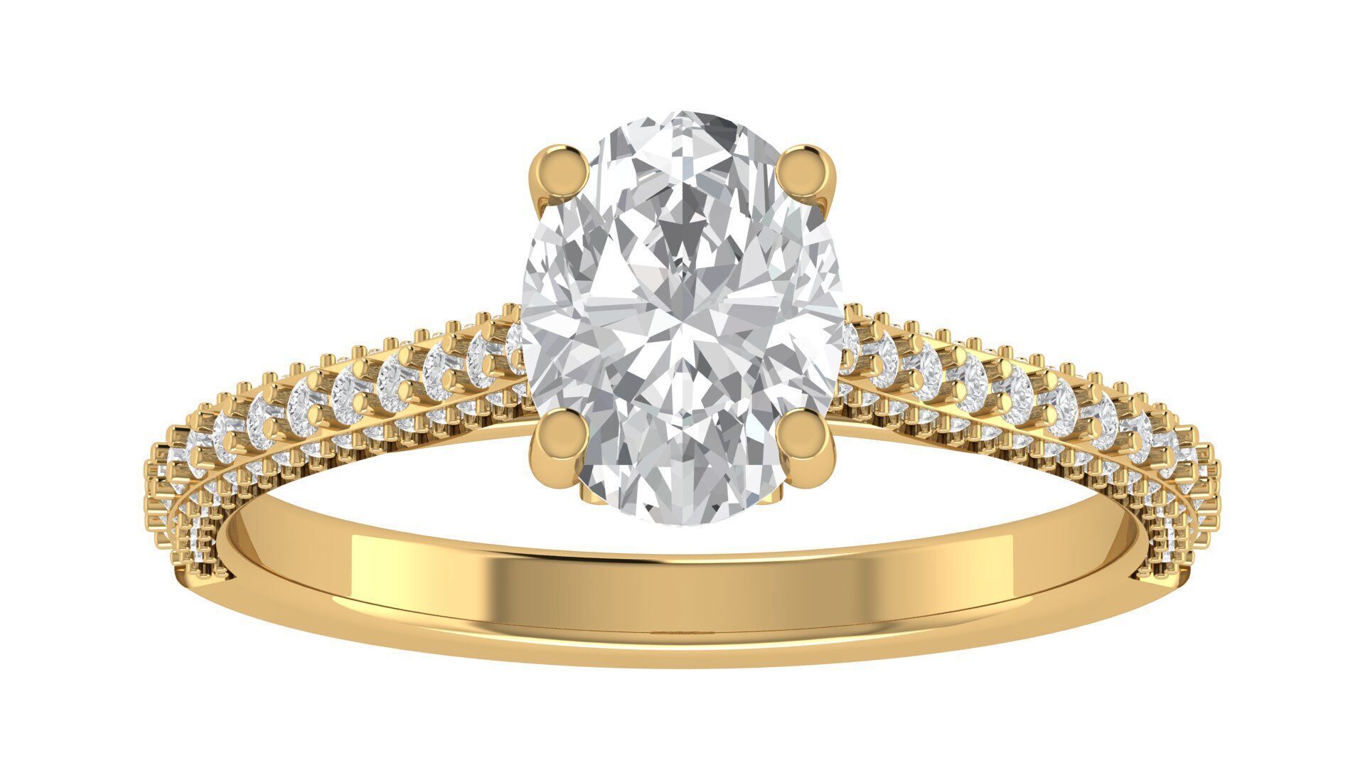 Oval Diamond Engagement Ring 3D print model_1