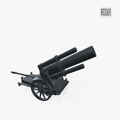 Schwerer Minenwerfer 25 cm Low-poly 3D model