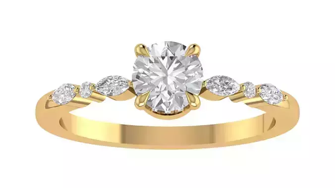 Round Diamond 3 Stone Engagement Ring