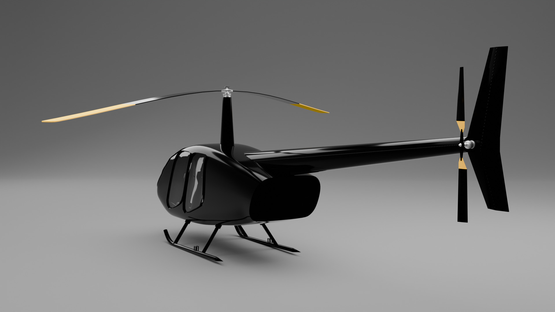 Black Modern Civilian Helicopter Low Poly 3D Model 3D model_2
