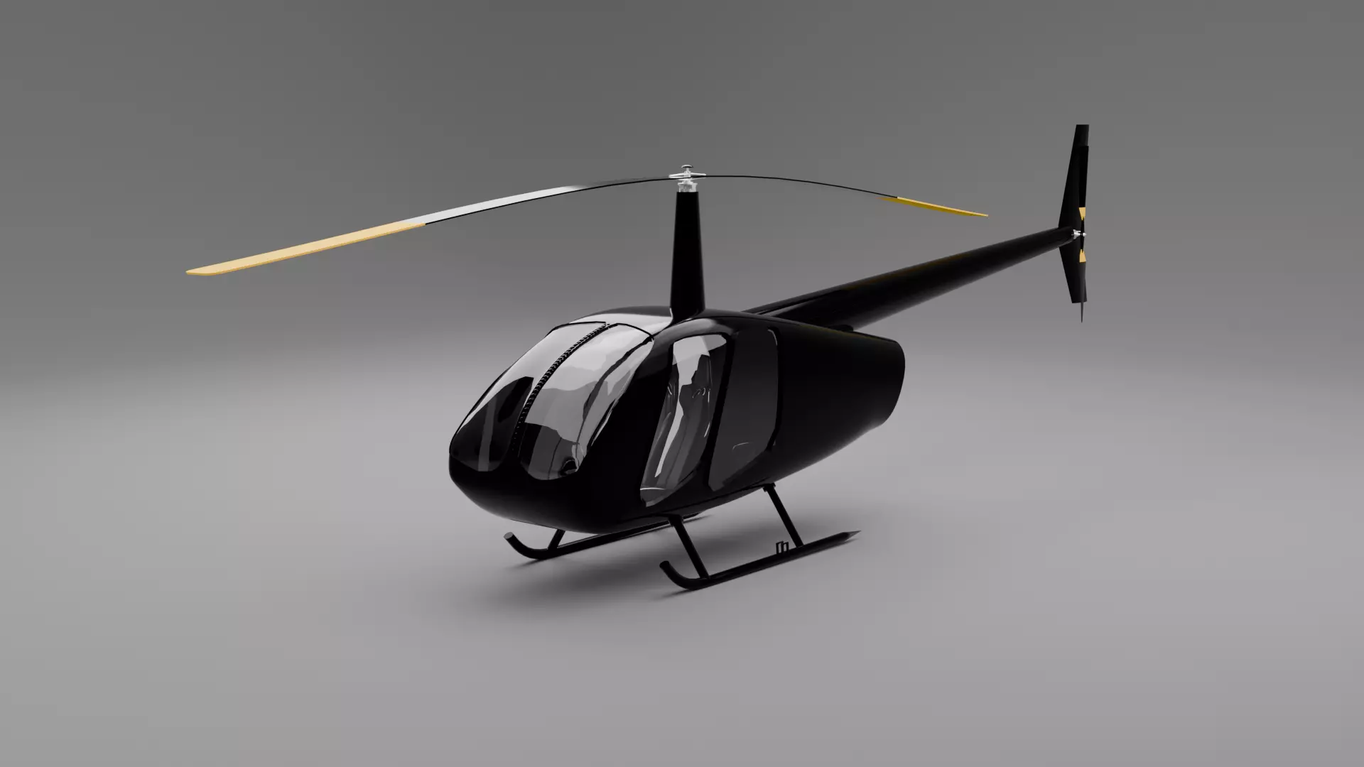 Black Modern Civilian Helicopter Low Poly 3D Model 3D model_0