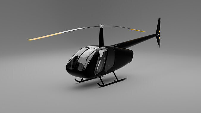 Black Modern Civilian Helicopter Low Poly 3D Model 3D model