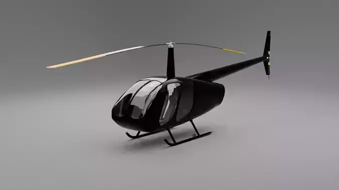 Black Modern Civilian Helicopter Low Poly 3D Model
