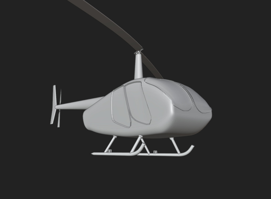 Black Modern Civilian Helicopter Low Poly 3D Model 3D model_5