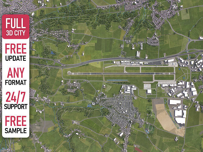 Maastricht Aachen Airport - MST Low-poly 3D model