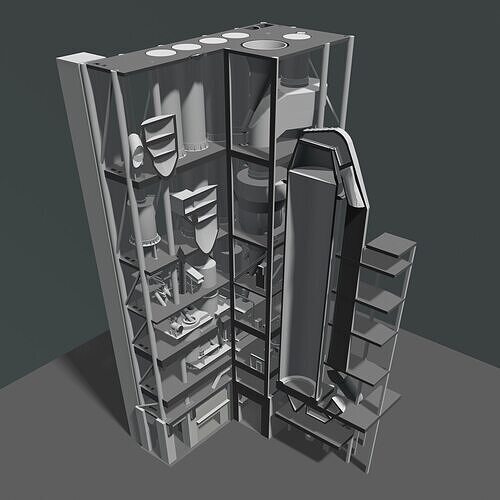 Machine building in cutaway section 25i21 3D model