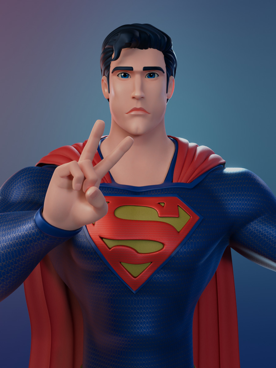 Cartoon Superman henry cavill 3D model in blender Low-poly Low-poly 3D model_9