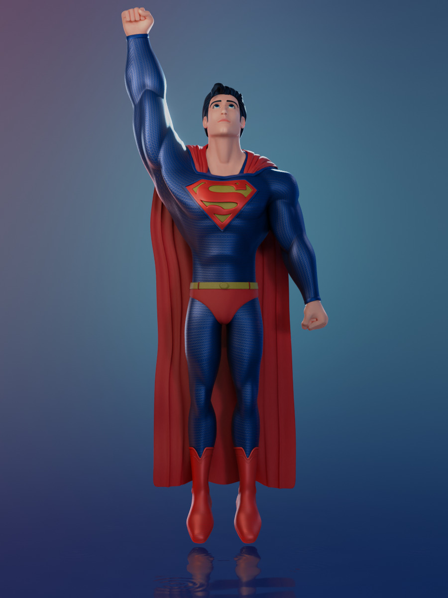 Cartoon Superman henry cavill 3D model in blender Low-poly Low-poly 3D model_3