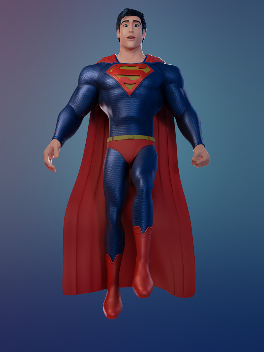 Cartoon Superman henry cavill 3D model in blender Low-poly Low-poly 3D model_8