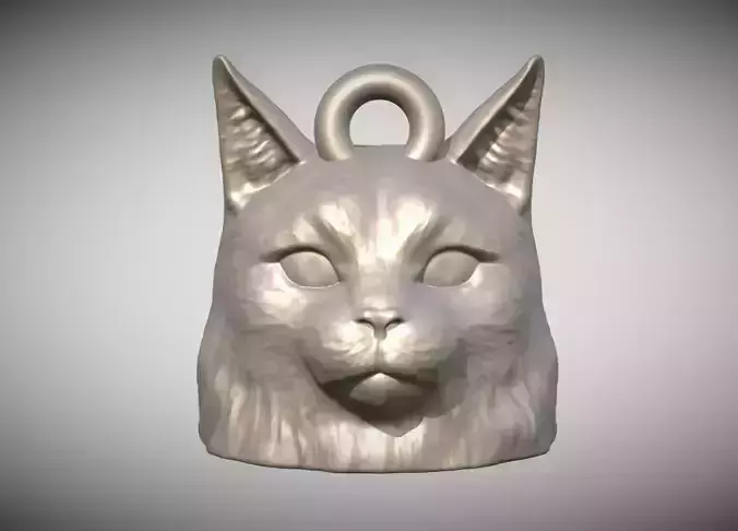 Maine Coon cat head key ring for 3D printing