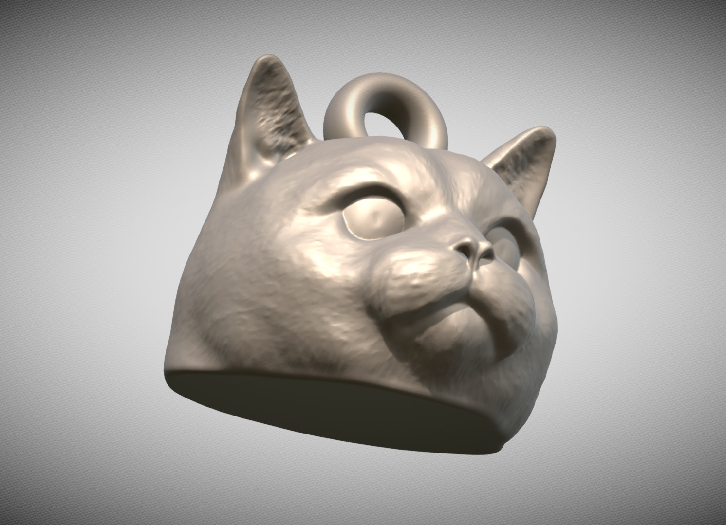 British Shorthair cat head key ring for 3D printing 3D print model_8