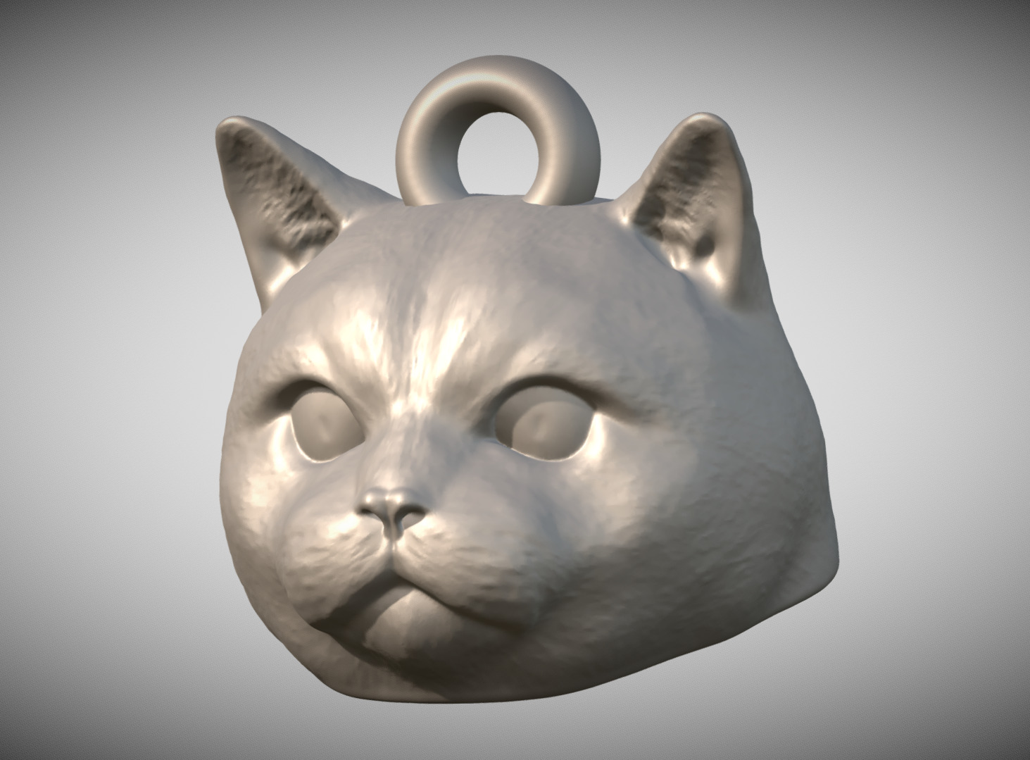British Shorthair cat head key ring for 3D printing 3D print model_1