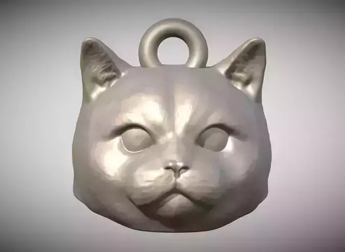 British Shorthair cat head key ring for 3D printing