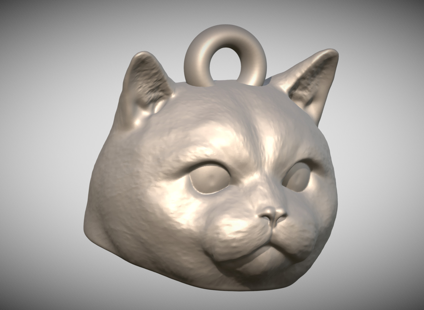 British Shorthair cat head key ring for 3D printing 3D print model_6