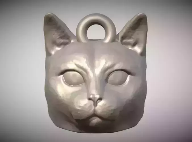 Russian Blue cat head key ring for 3D printing