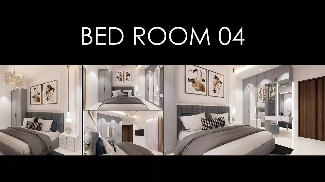 MORDERN BEDROOM INTERIOR 04 Low-poly 3D model