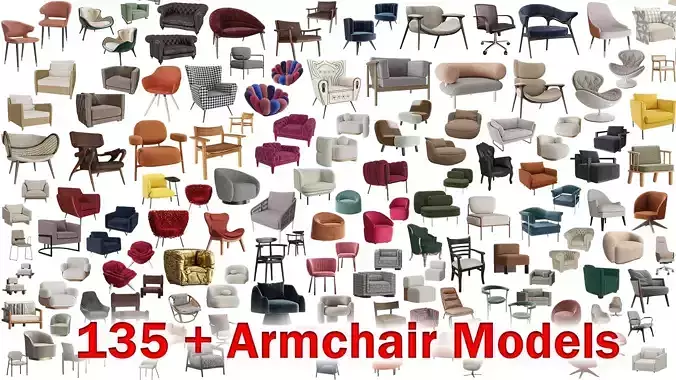 Armchair 3D Models Premium Mega Collection