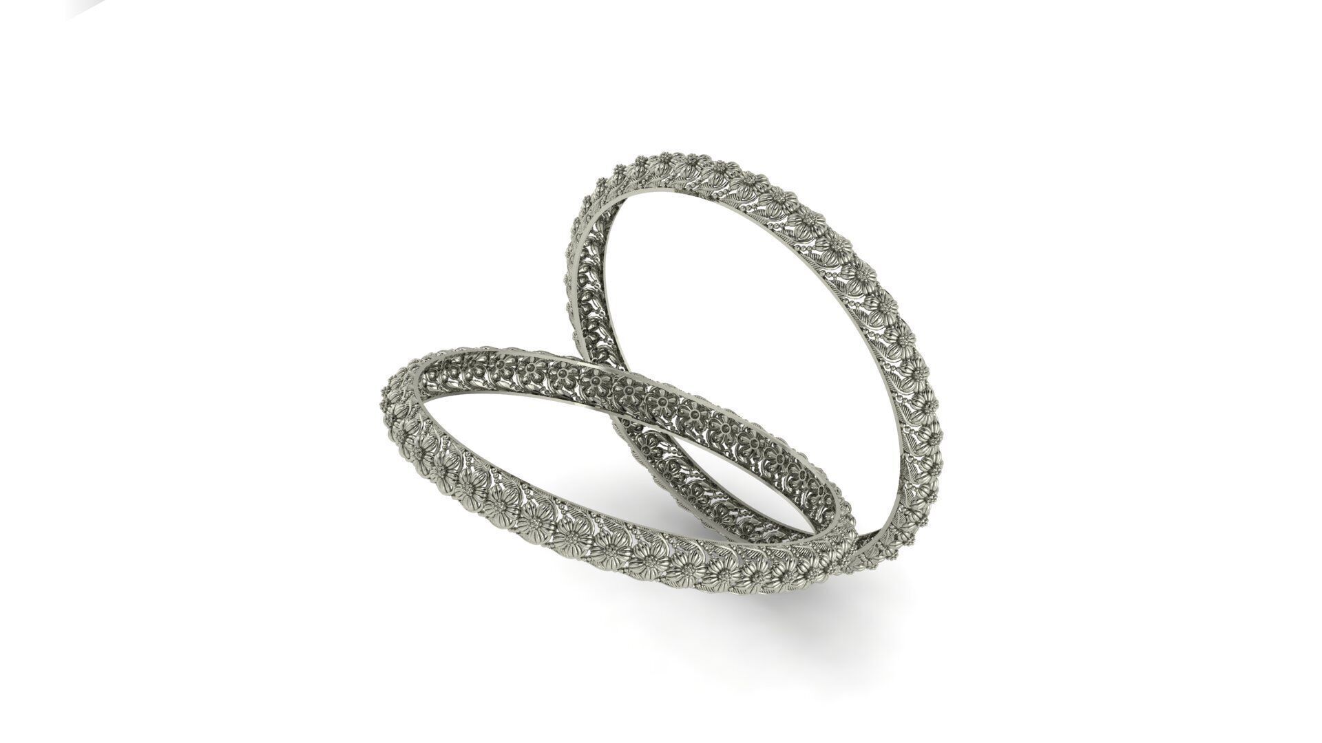 Flower Leaf Bangle Small 3D print model_13