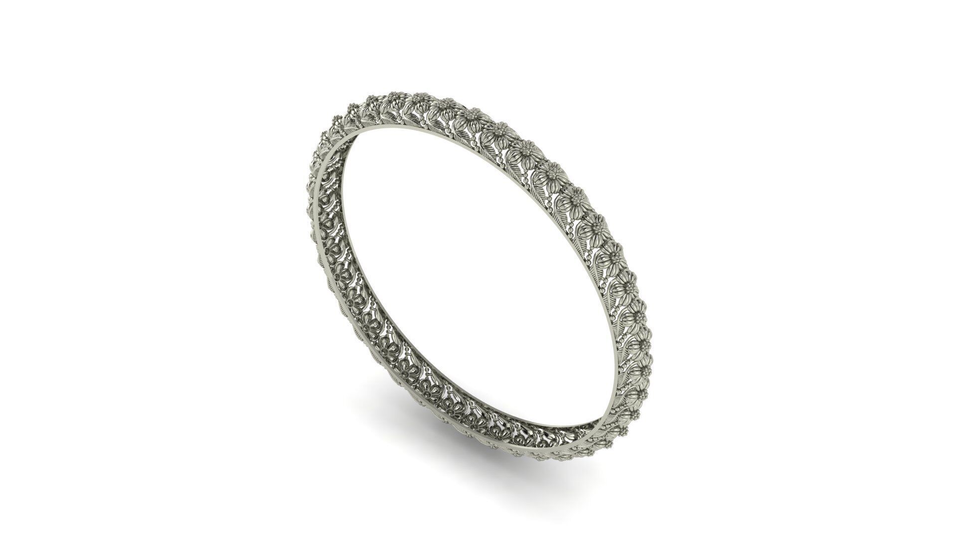 Flower Leaf Bangle Small 3D print model_1