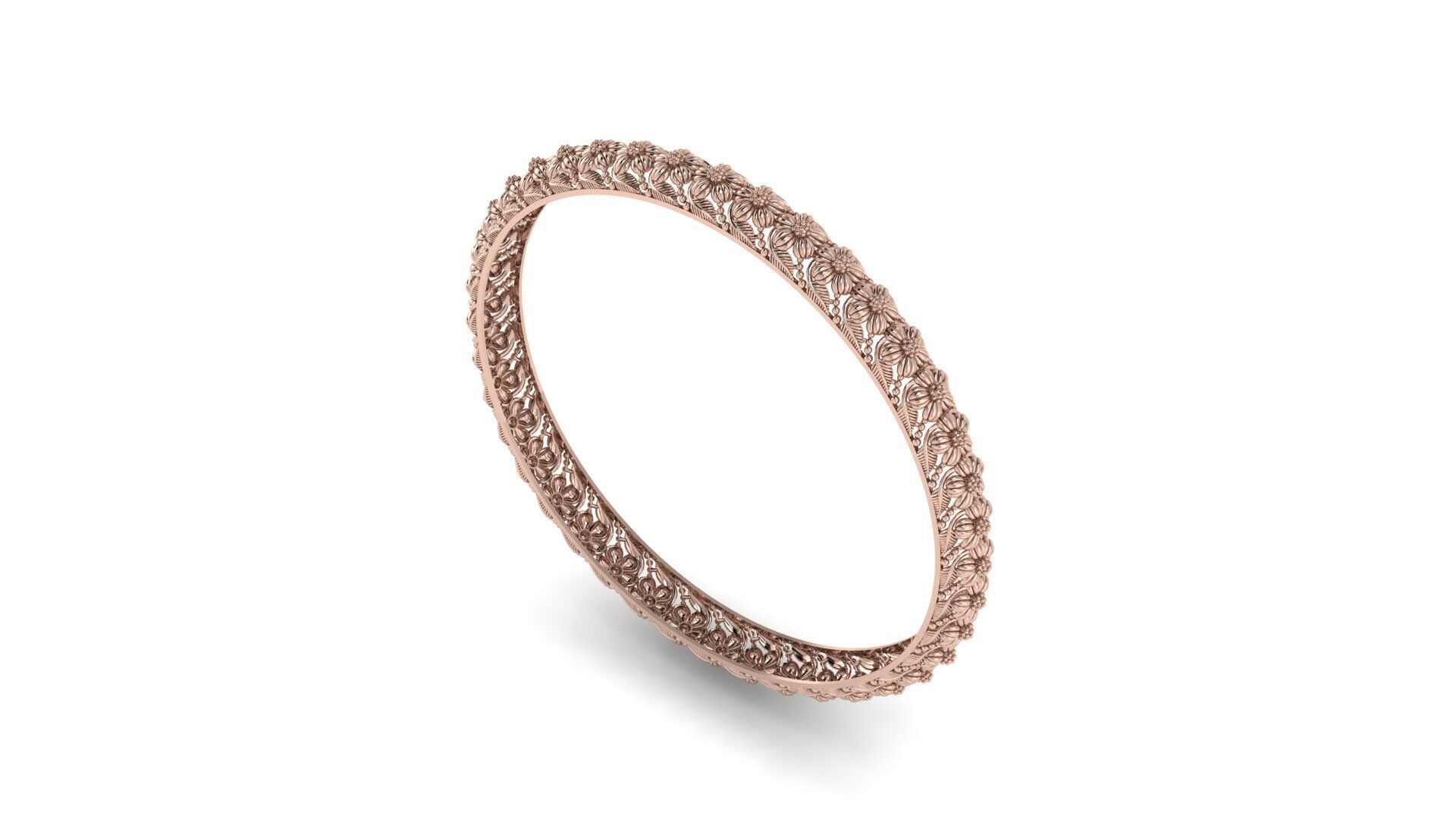 Flower Leaf Bangle Small 3D print model_2