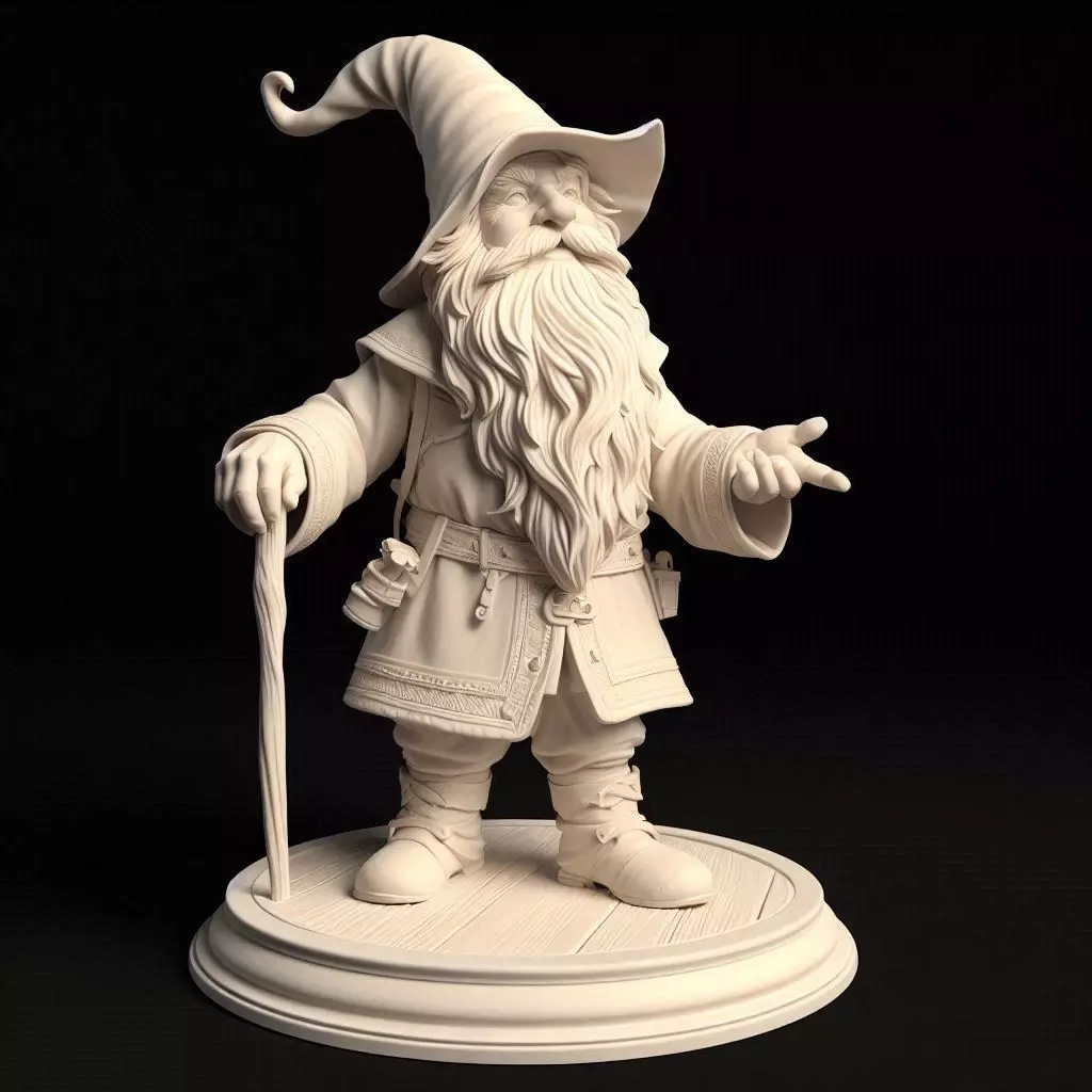 686 Fairy Tale Gnome Full Body Figurine on Base 3D print model_0