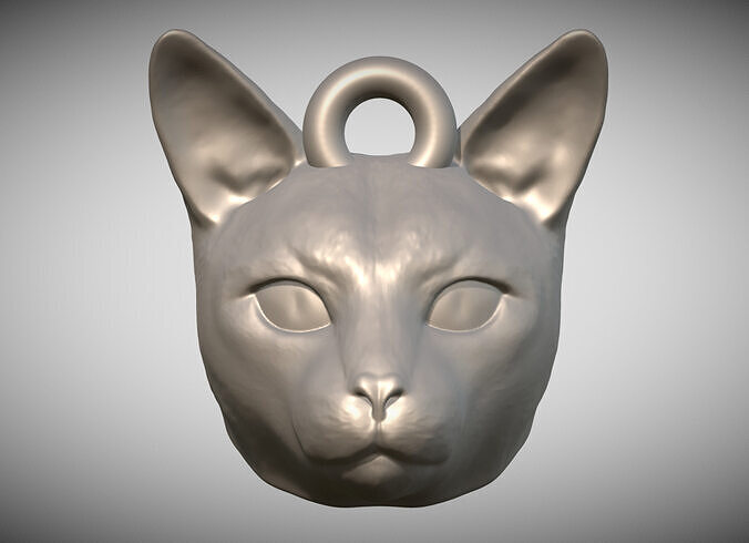 Siamese cat head key ring for 3D printing 3D print model
