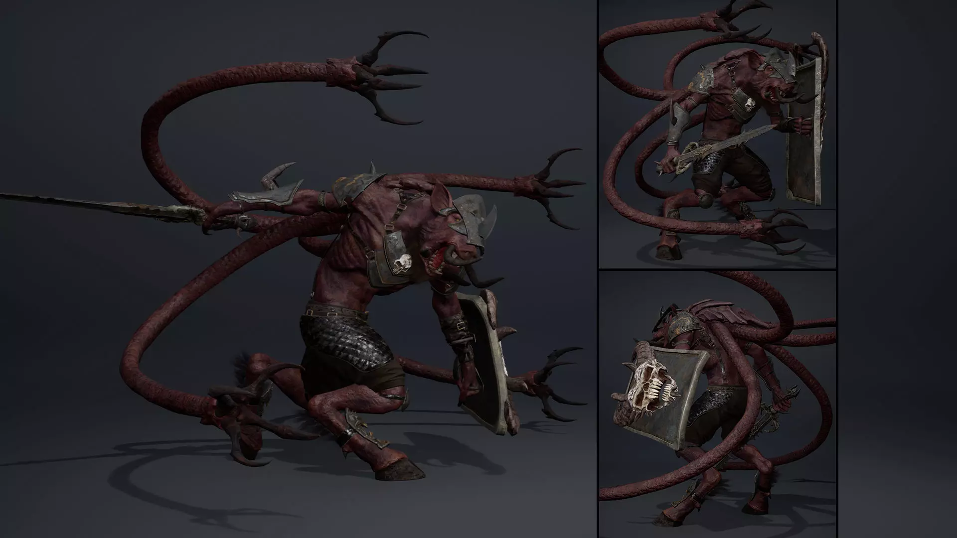 Swordman Swordman Tentacle Low-poly 3D model_0