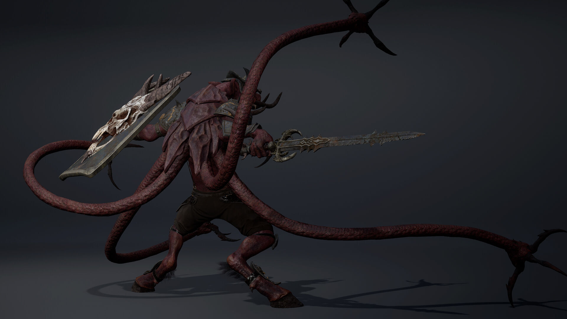 Swordman Swordman Tentacle Low-poly 3D model_12