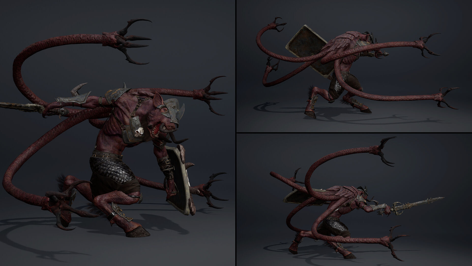 Swordman Swordman Tentacle Low-poly 3D model_8