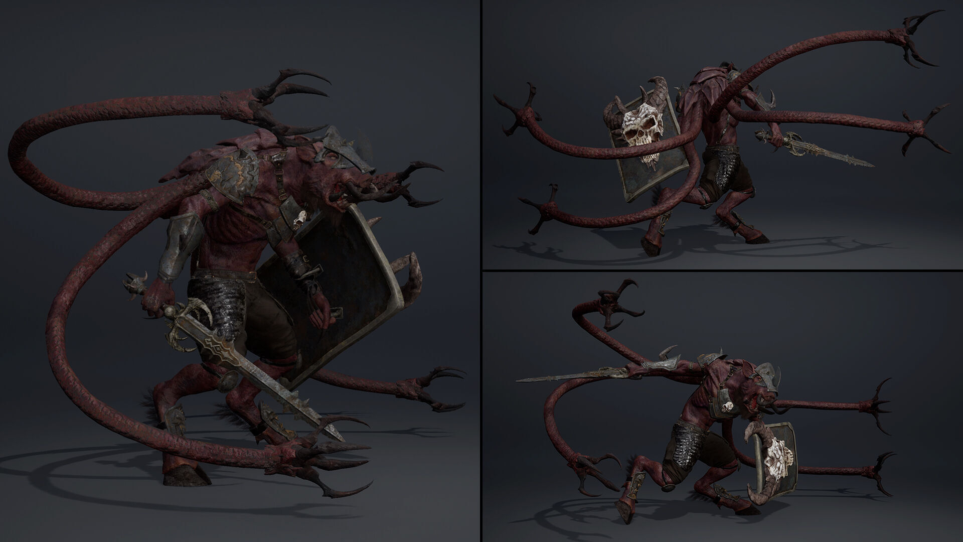 Swordman Swordman Tentacle Low-poly 3D model_6