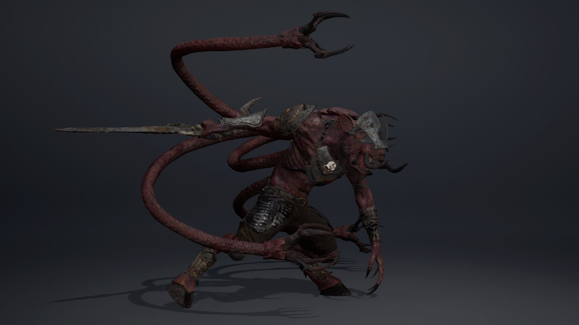 Swordman Swordman Tentacle Low-poly 3D model_13