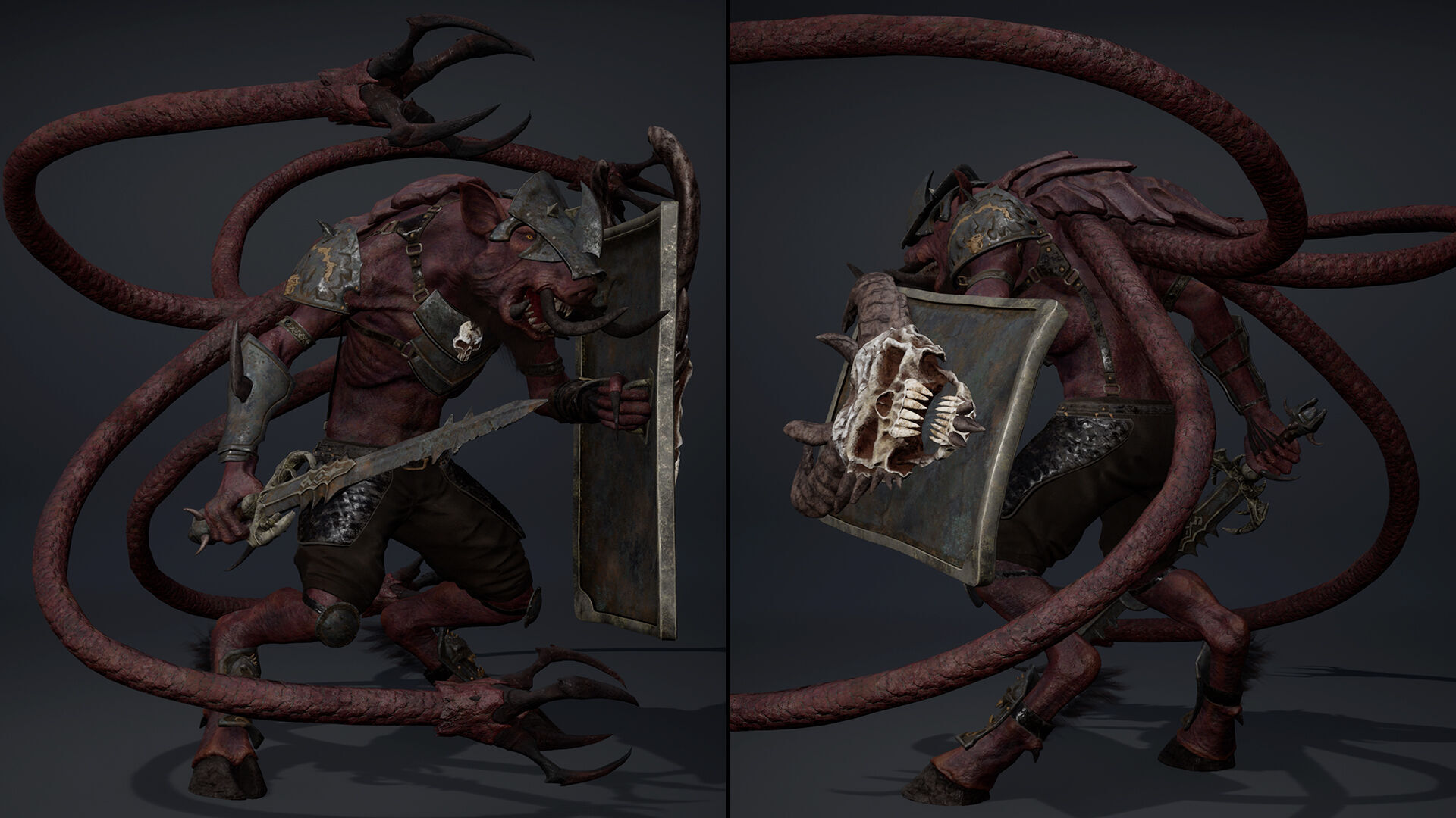 Swordman Swordman Tentacle Low-poly 3D model_5